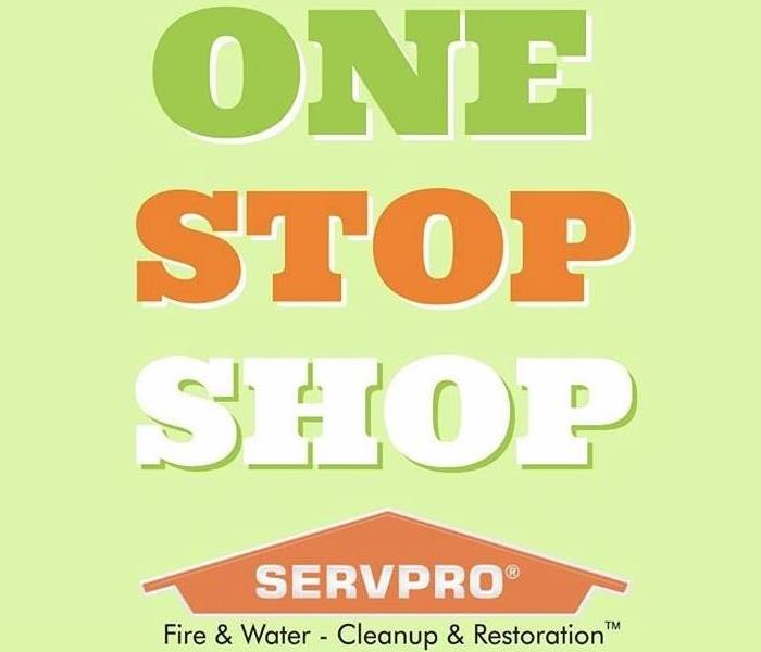 Green and orange wording photo, one stop shop -servpro logo